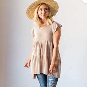 Orange Striped Babydoll Top
